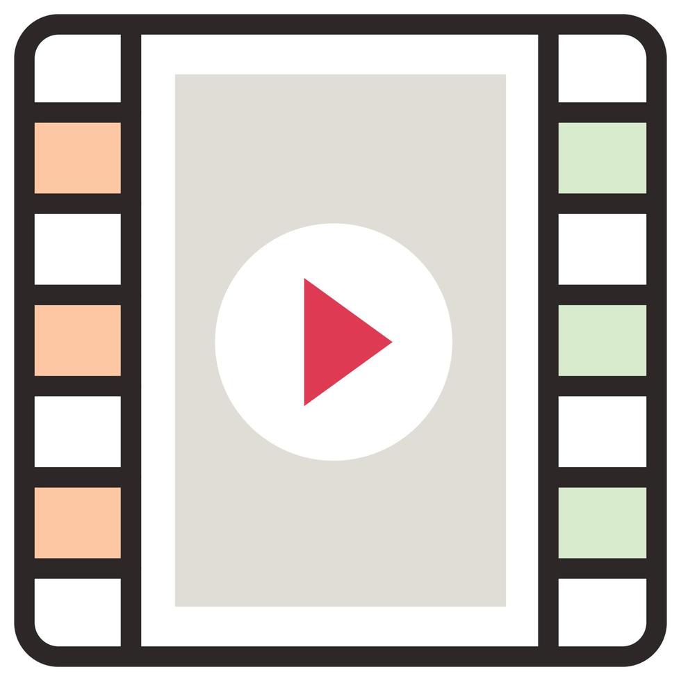 Filled color outline icon for media play. vector