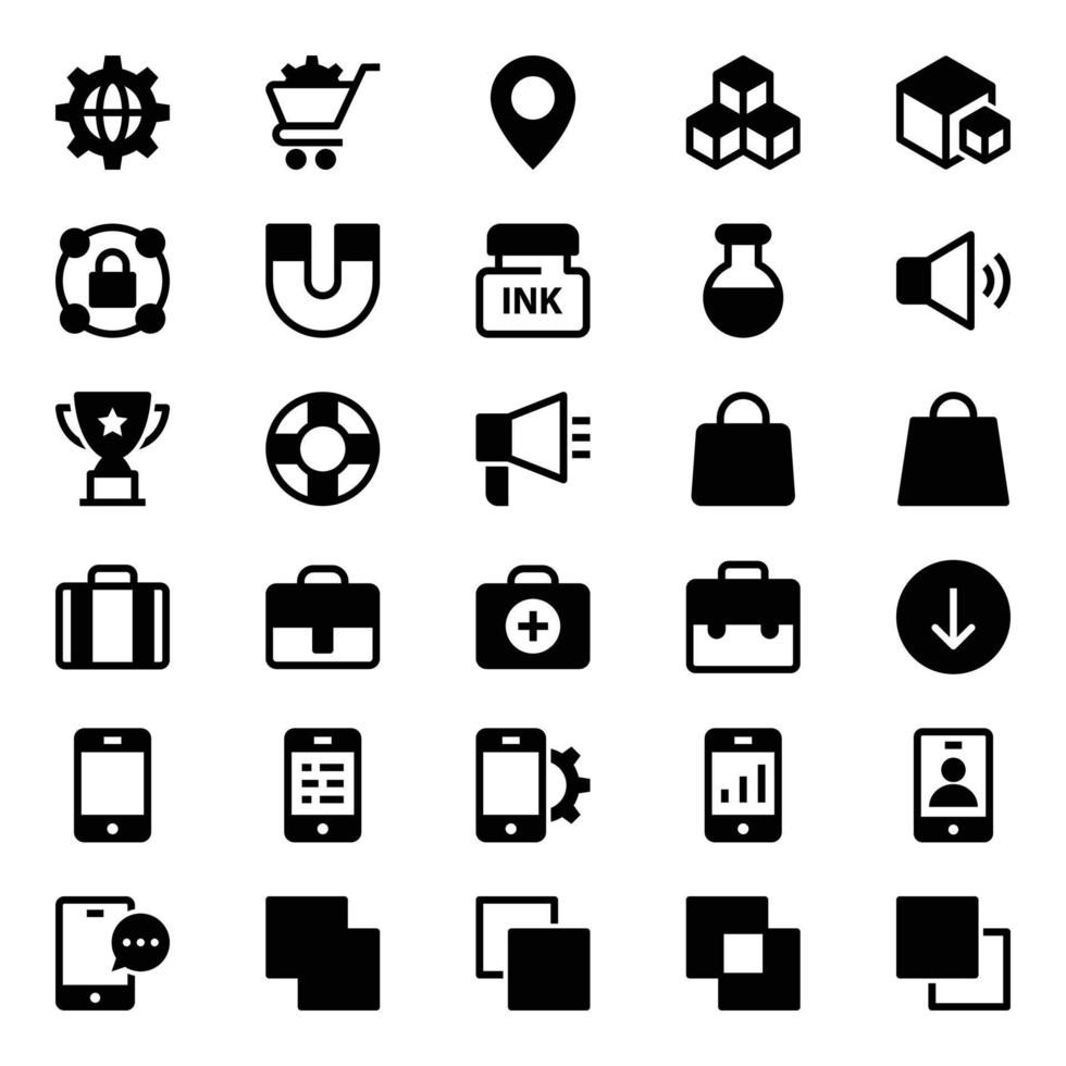 Glyph icons for web Design and development. vector