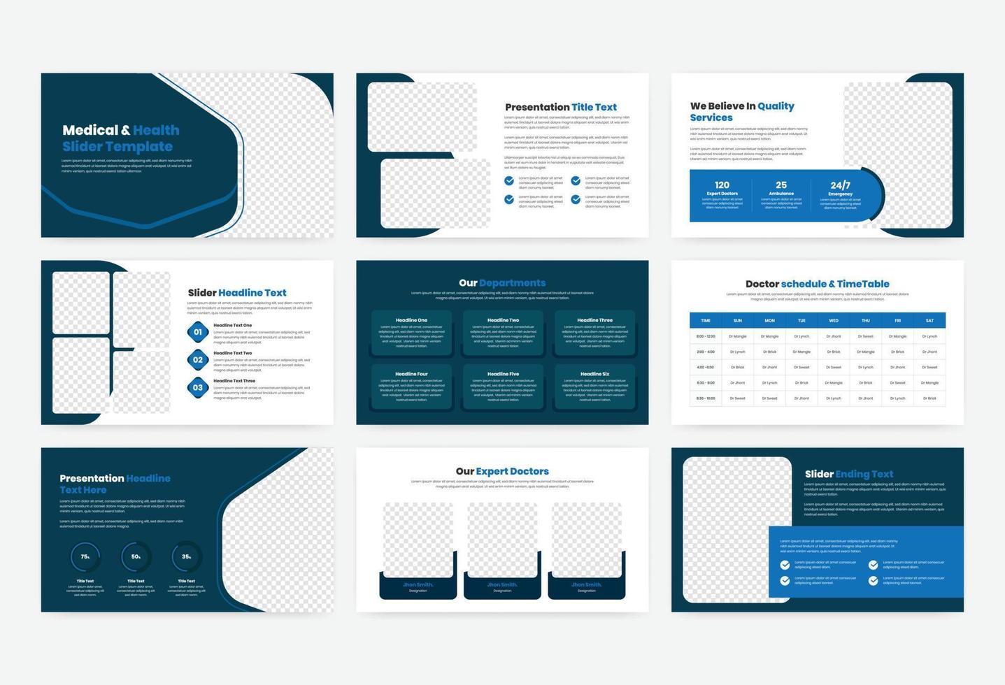 Modern medical and health presentation template design vector