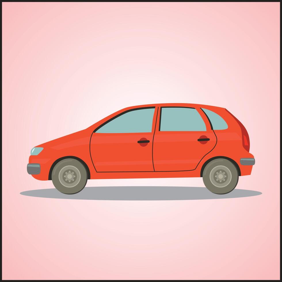 Red car illustration side view vector