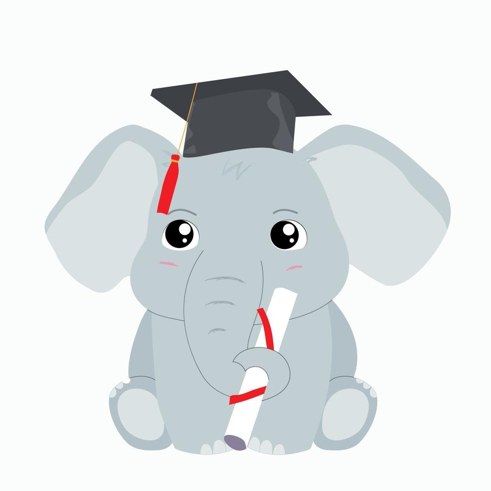 Cute baby elephant holding diploma vector