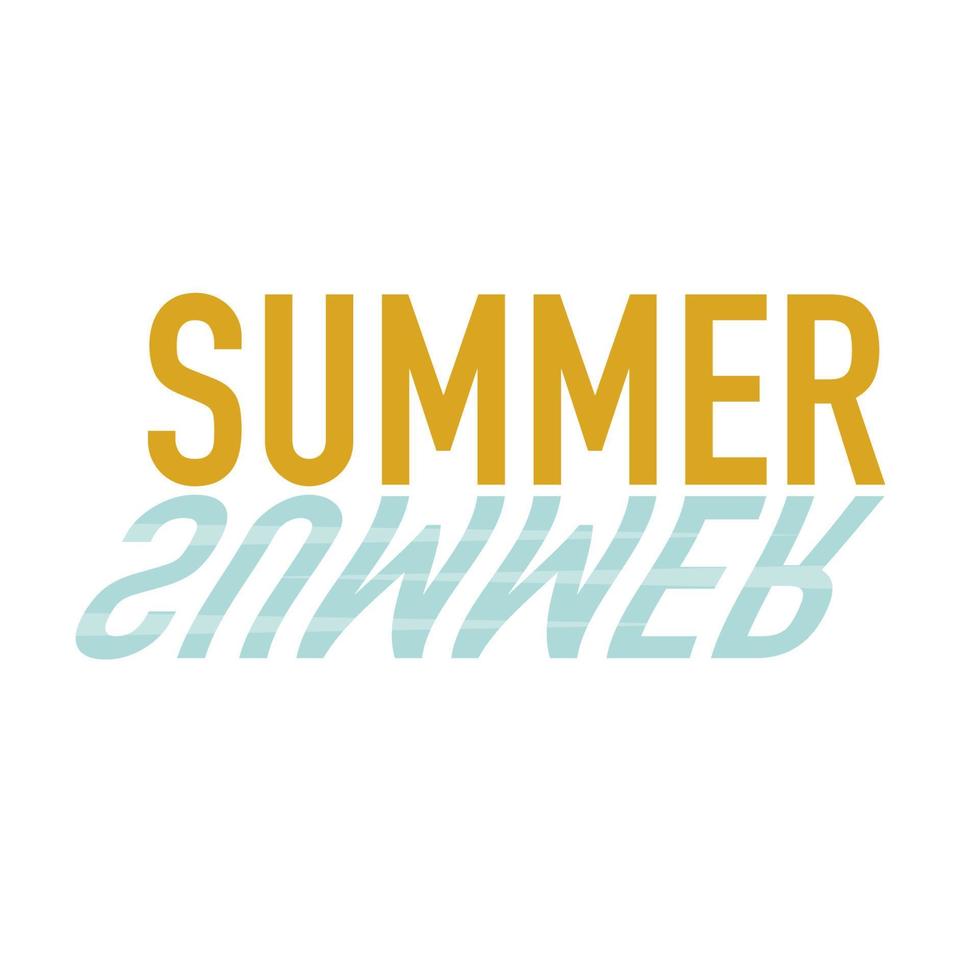 Summer text in yellow with blue reflection. White background. Vector. vector