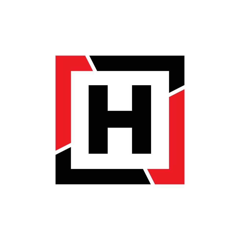 H letter with red black frame monogram. H company icon. vector