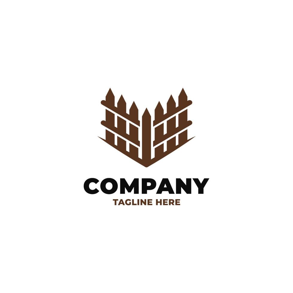 Wooden fence logo design vector illustration template, fence logo design