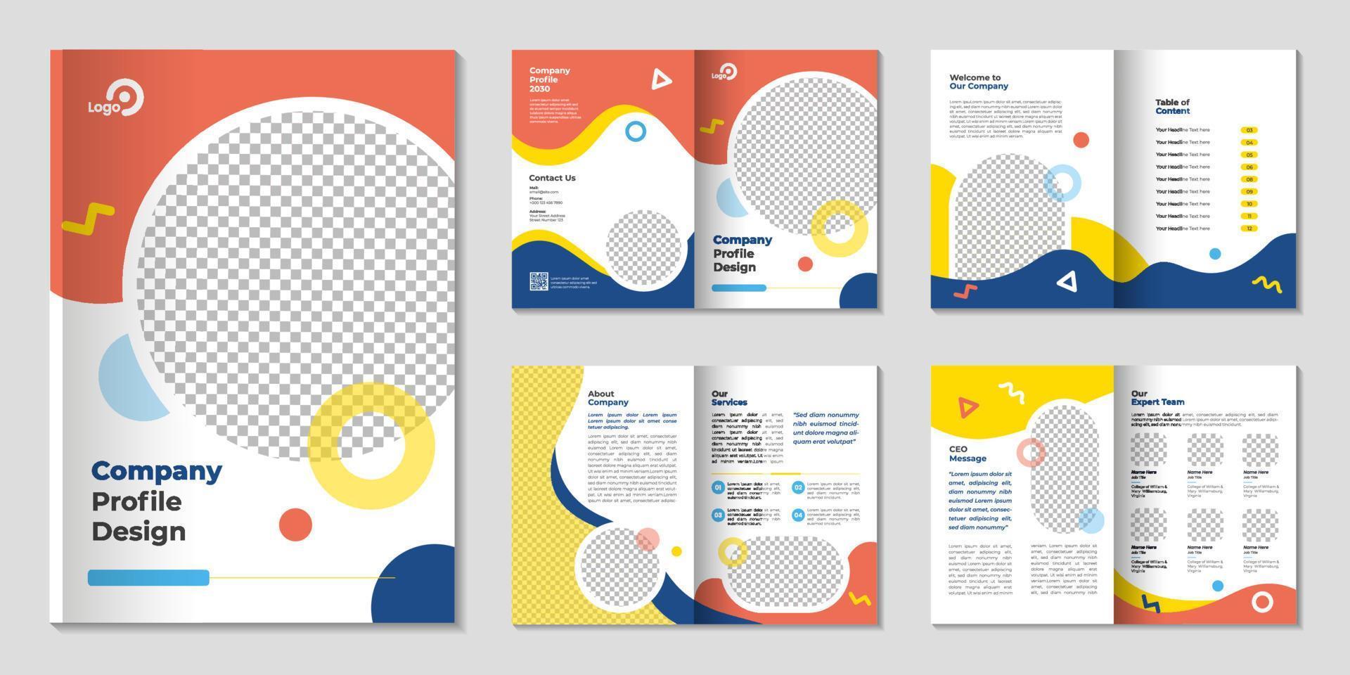 Colorful Geometric Company Profile Design Template vector