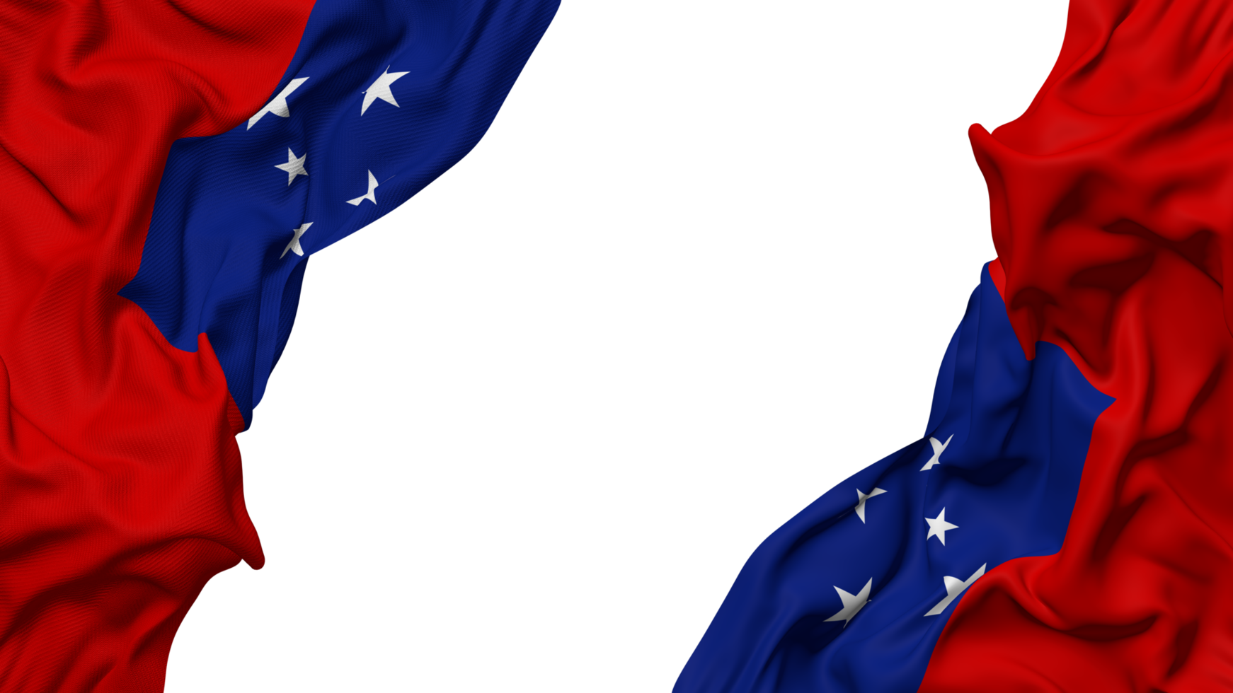 Samoa Flag Cloth Wave Banner in the Corner with Bump and Plain Texture, Isolated, 3D Rendering png