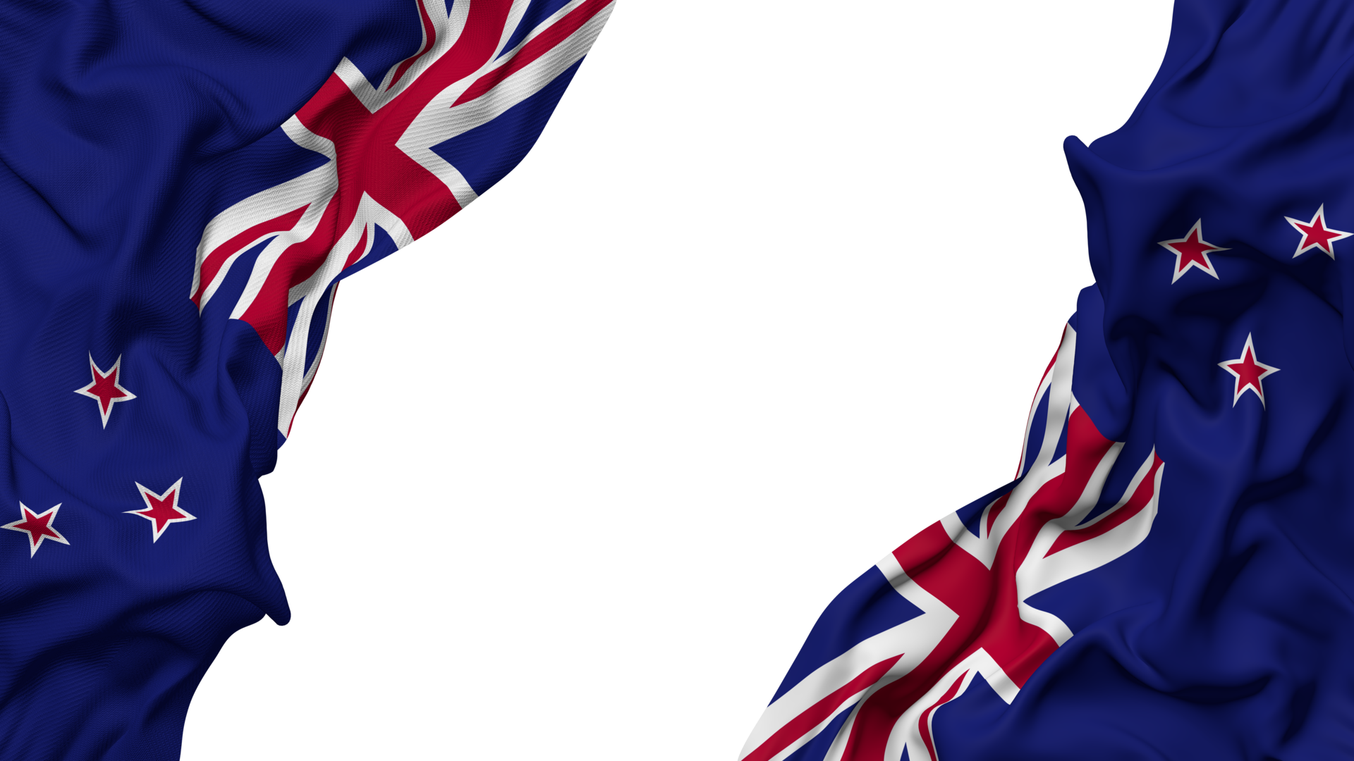 New Zealand Flag Cloth Wave Banner in the Corner with Bump and Plain