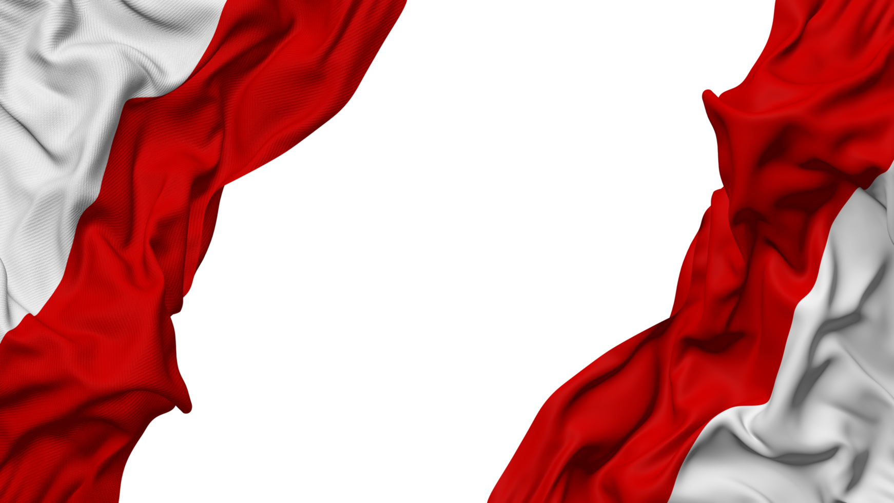 Indonesië vlag kleding Golf banier in de hoek met buil en duidelijk textuur, geïsoleerd, 3d renderen png