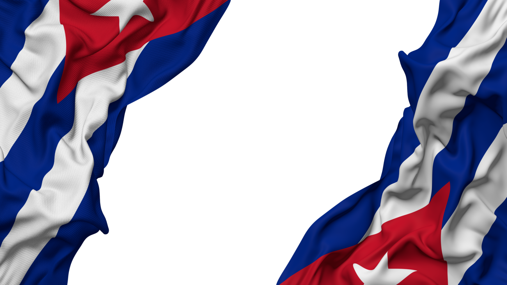 Cuba Flag Cloth Wave Banner in the Corner with Bump and Plain Texture, Isolated, 3D Rendering png