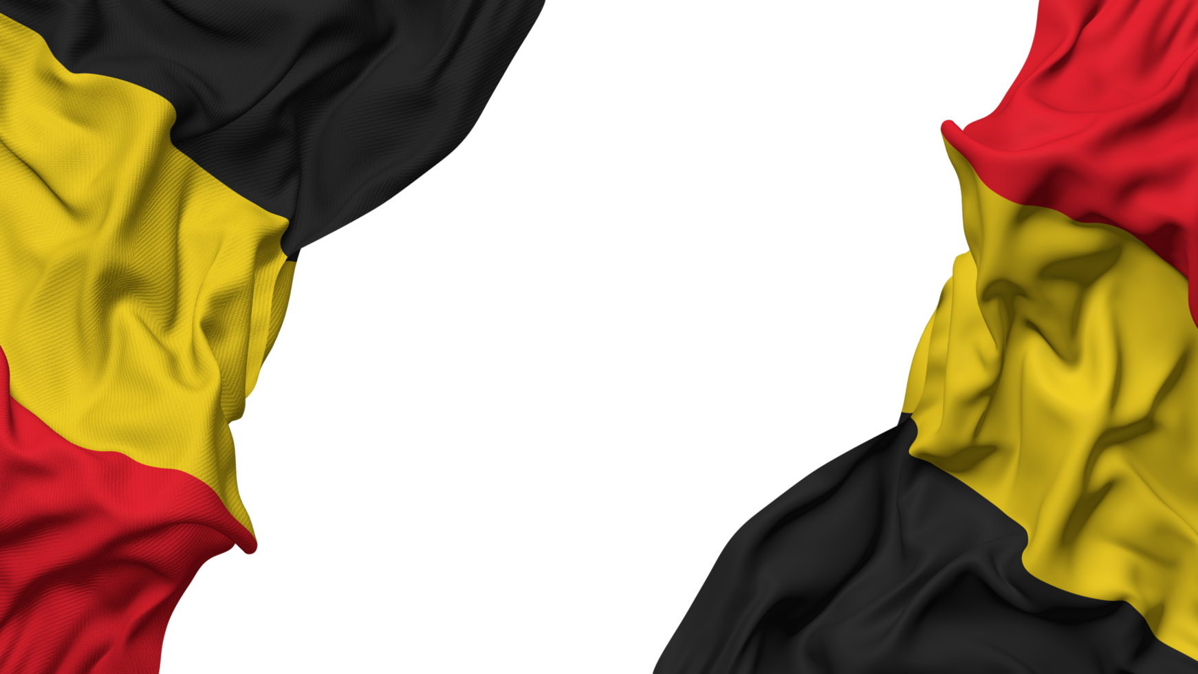 Belgium Flag Cloth Wave Banner in the Corner with Bump and Plain Texture, Isolated, 3D Rendering png