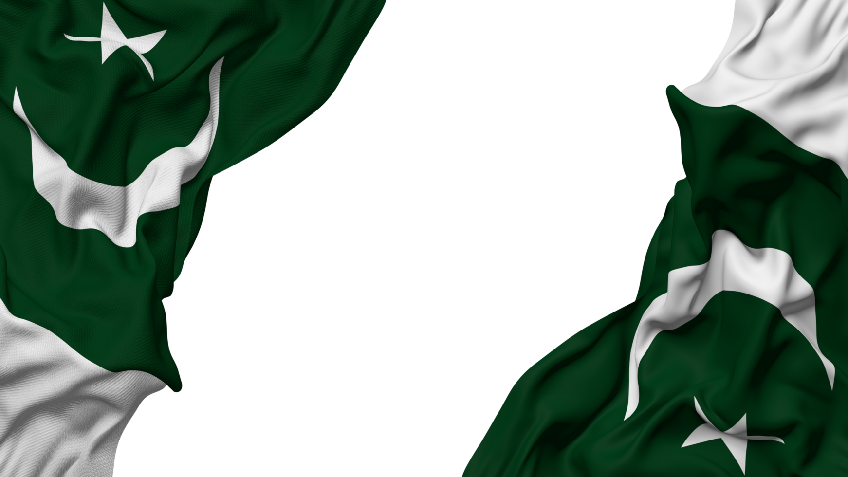 Pakistan drapeau tissu vague bannière dans le coin avec bosse et plaine texture, isolé, 3d le rendu png