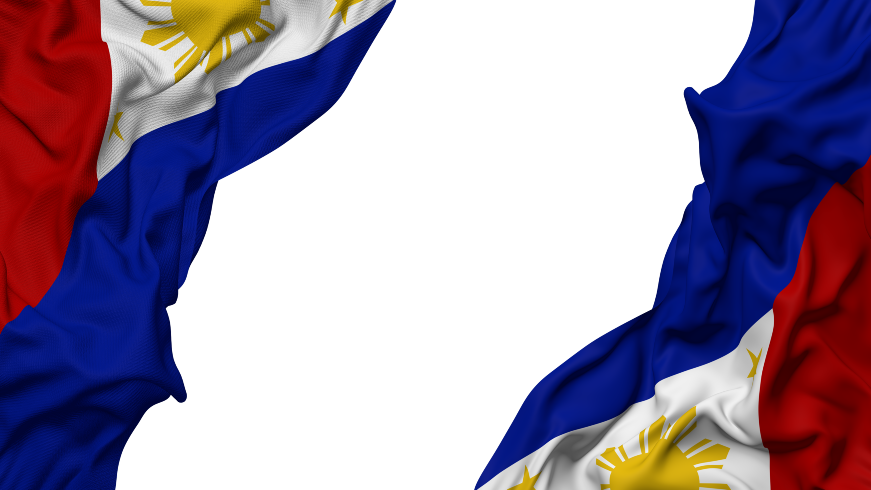 Philippines Flag Cloth Wave Banner in the Corner with Bump and Plain Texture, Isolated, 3D Rendering png