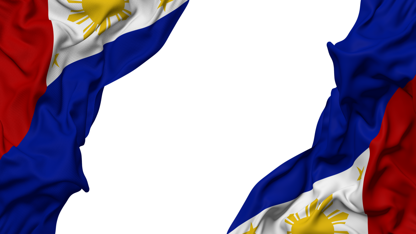 Philippines Flag Cloth Wave Banner in the Corner with Bump and Plain Texture, Isolated, 3D Rendering png