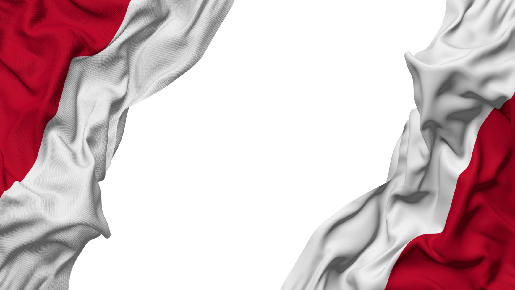 Poland Flag Cloth Wave Banner in the Corner with Bump and Plain Texture, Isolated, 3D Rendering png