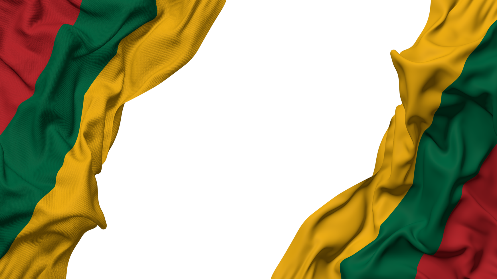 Lithuania Flag Cloth Wave Banner in the Corner with Bump and Plain Texture, Isolated, 3D Rendering png