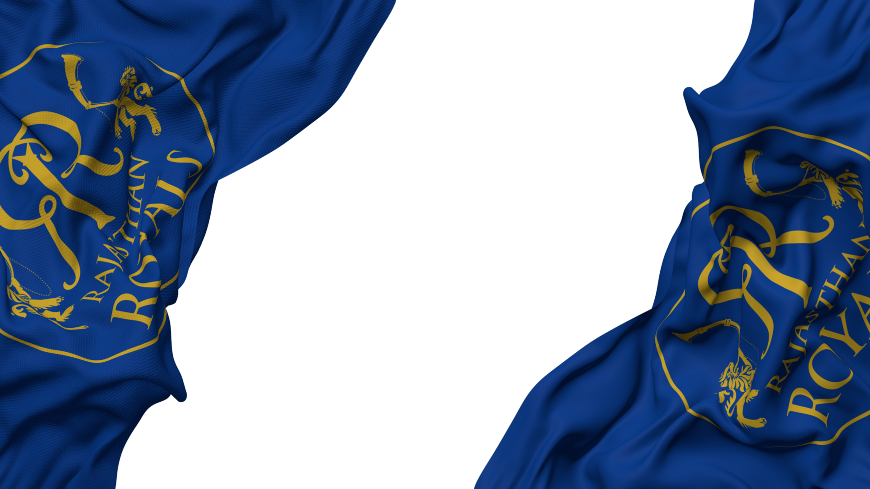 Rajasthan Royals, RR Flag Cloth Wave Banner in the Corner with Bump and Plain Texture, Isolated, 3D Rendering png