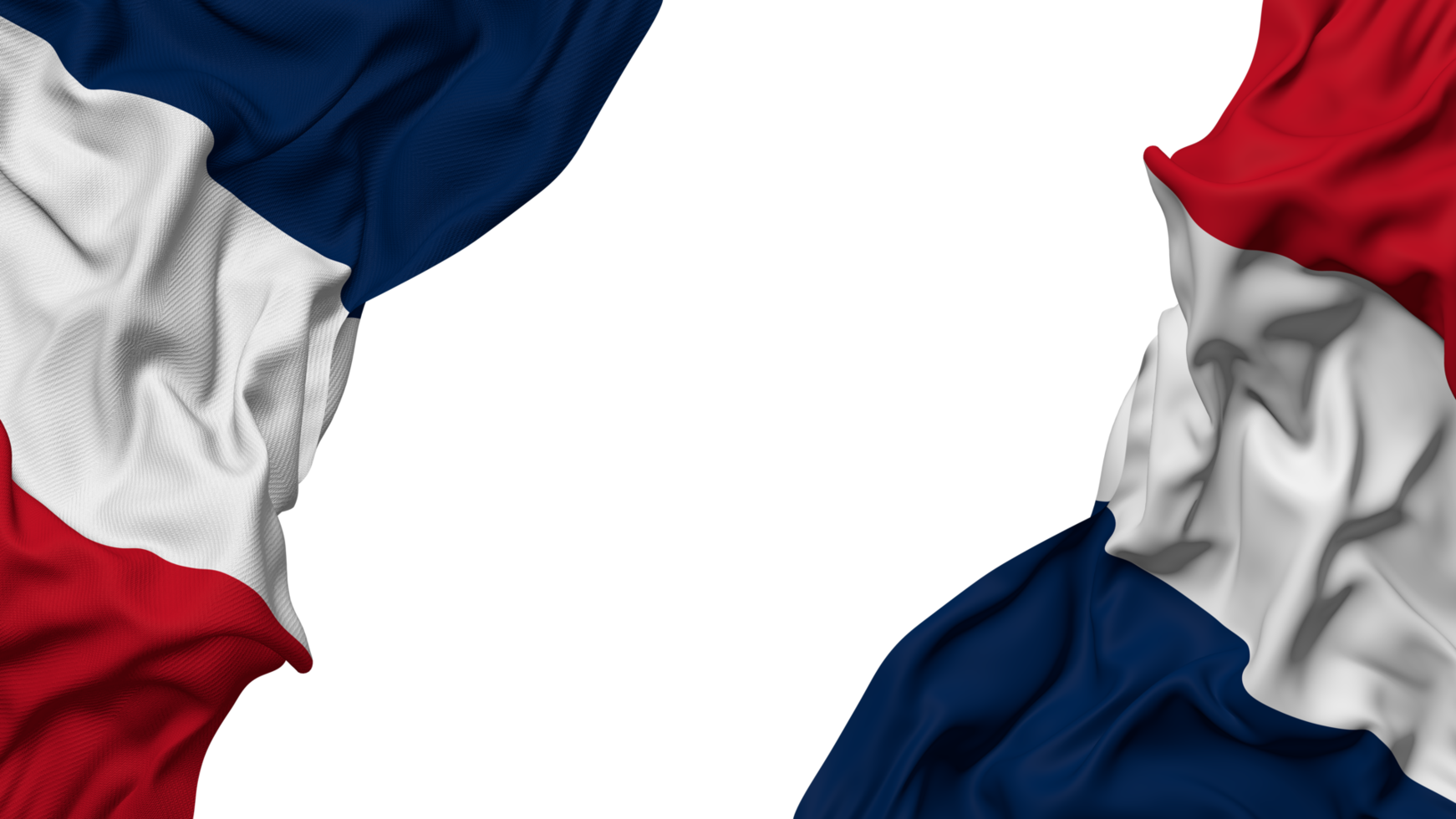 Frankrijk vlag kleding Golf banier in de hoek met buil en duidelijk textuur, geïsoleerd, 3d renderen png