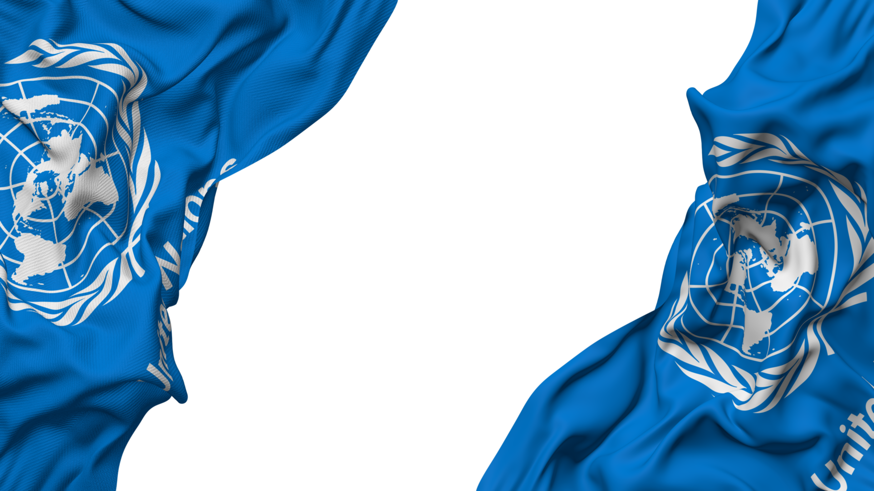 United Nations, UN Flag Cloth Wave Banner in the Corner with Bump and