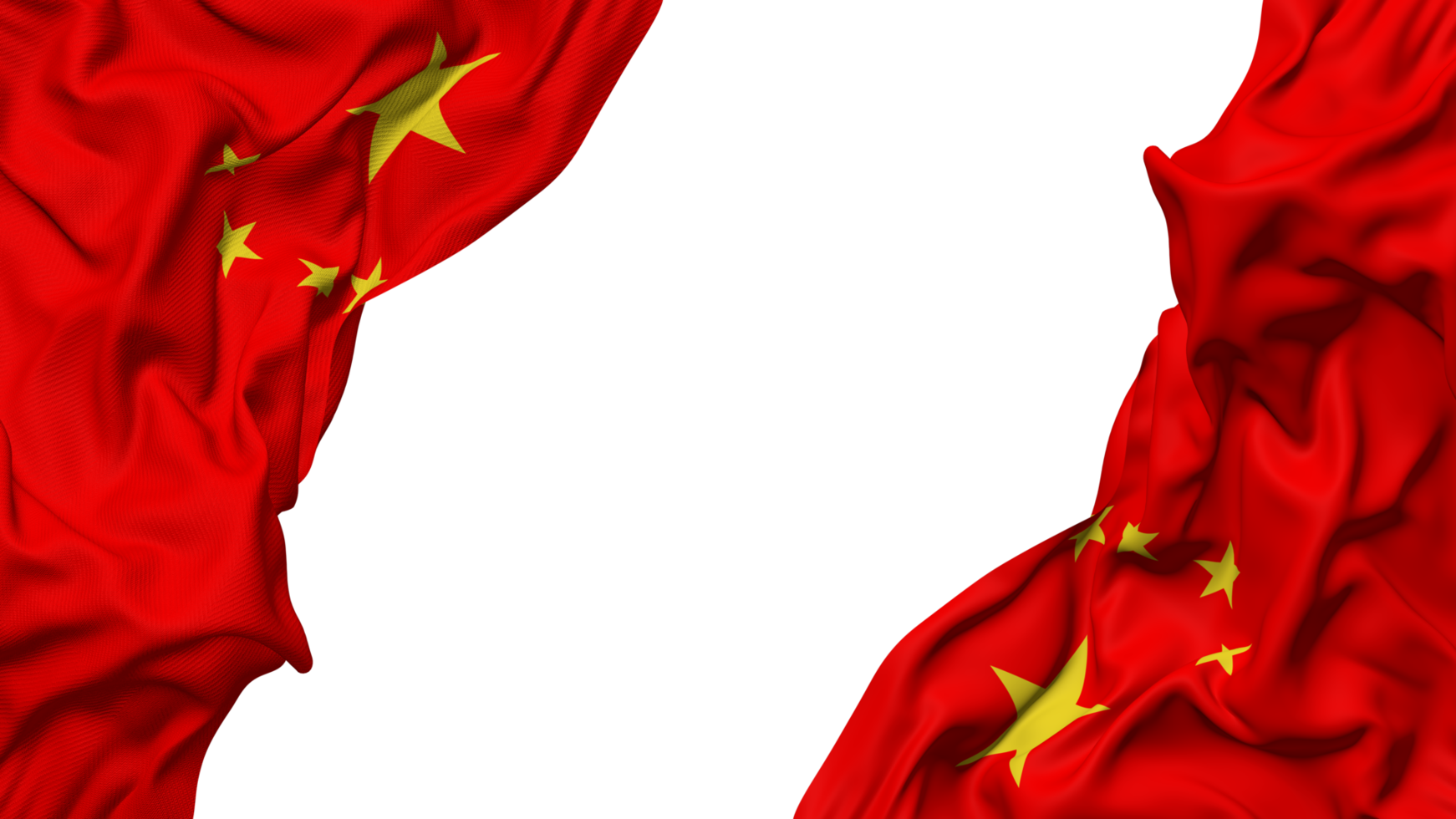 China Flagge Stoff Welle Banner im das Ecke mit stoßen und einfach Textur, isoliert, 3d Rendern png