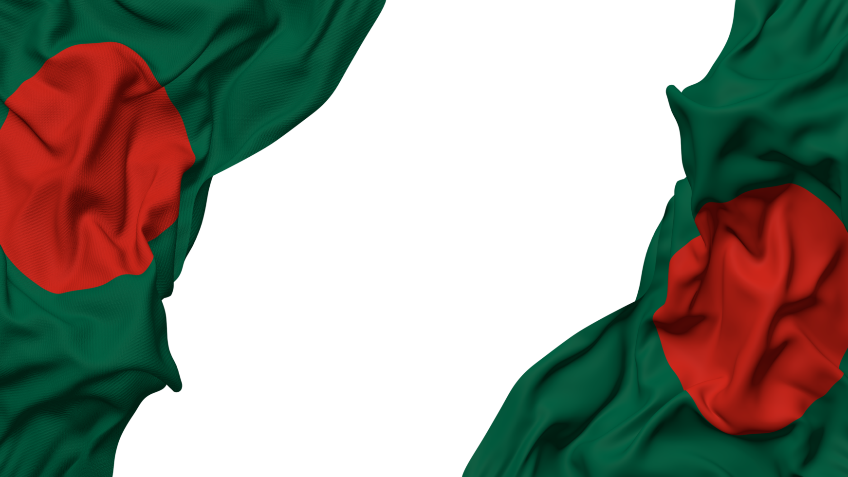Bangladesh Flag Cloth Wave Banner in the Corner with Bump and Plain Texture, Isolated, 3D Rendering png