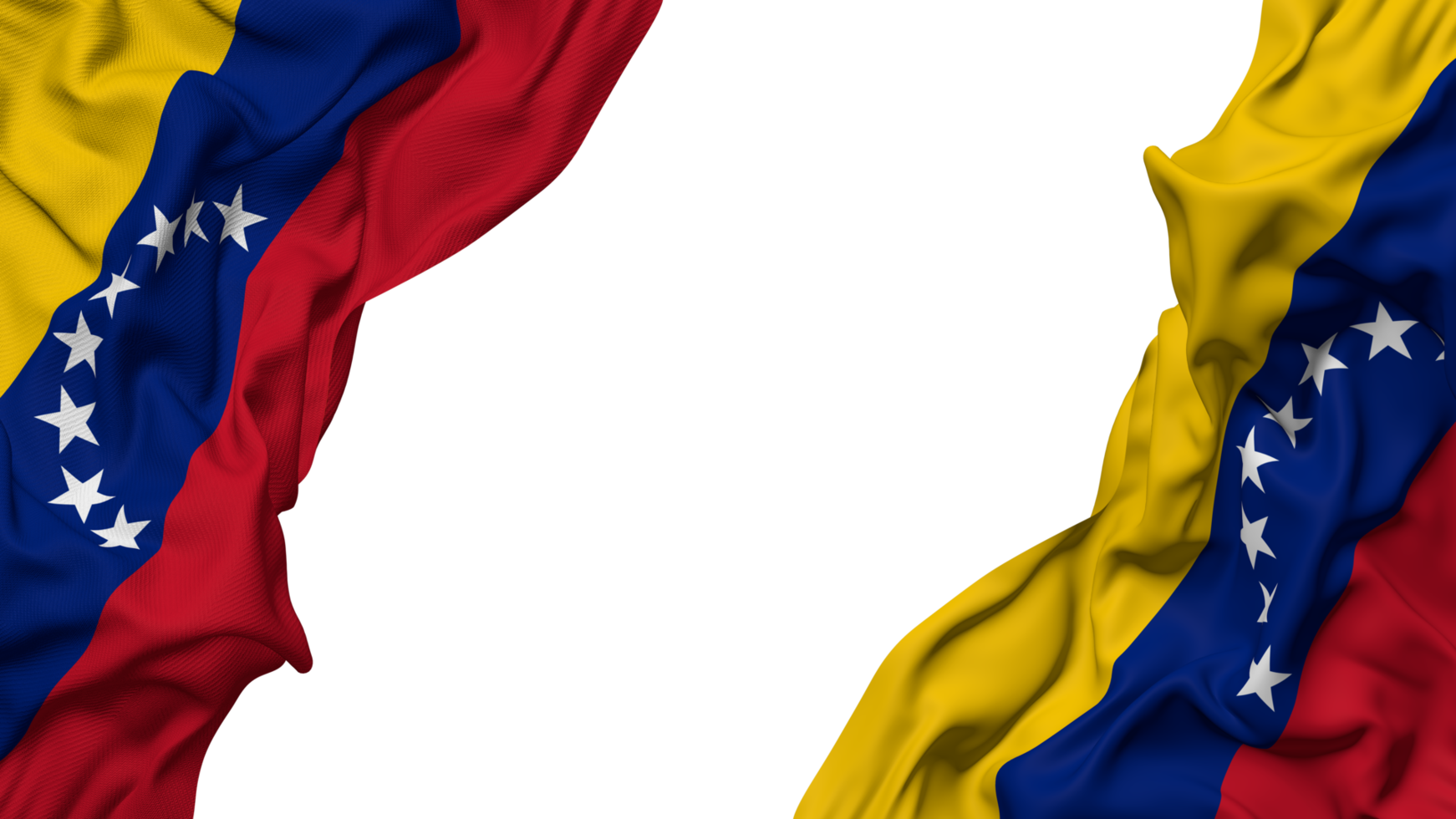 bolivariano república de Venezuela bandera paño ola bandera en el esquina con bache y llanura textura, aislado, 3d representación png
