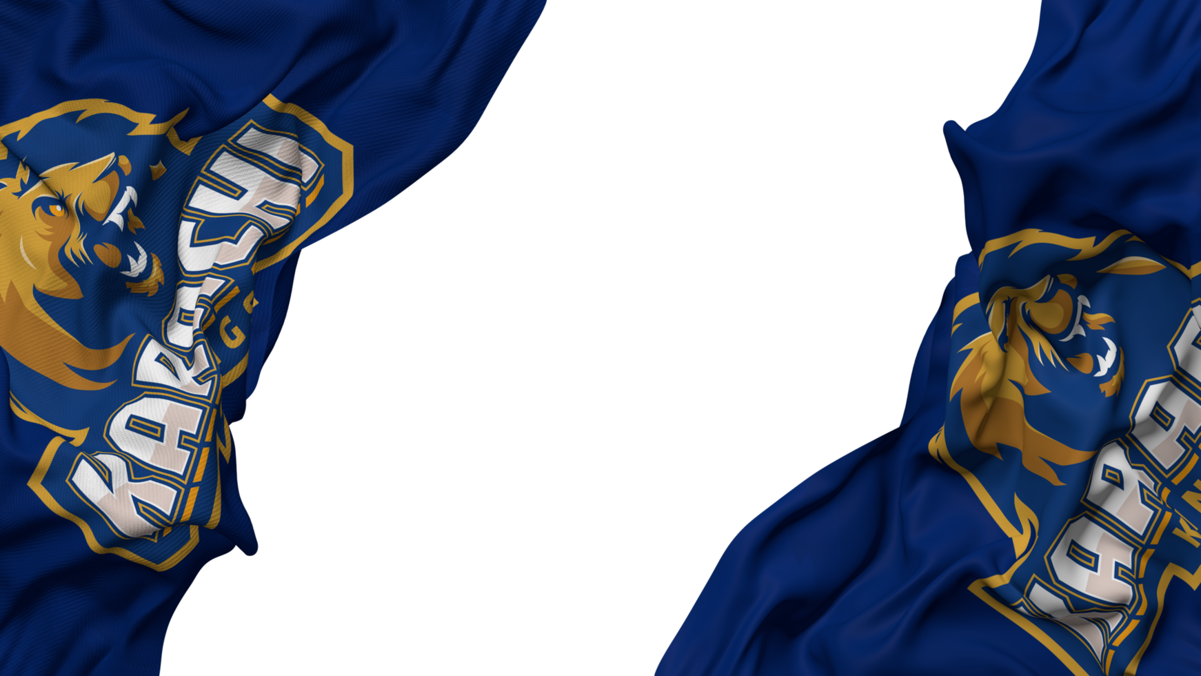 Karachi Kings, KK Flag Cloth Wave Banner in the Corner with Bump and Plain Texture, Isolated, 3D Rendering png