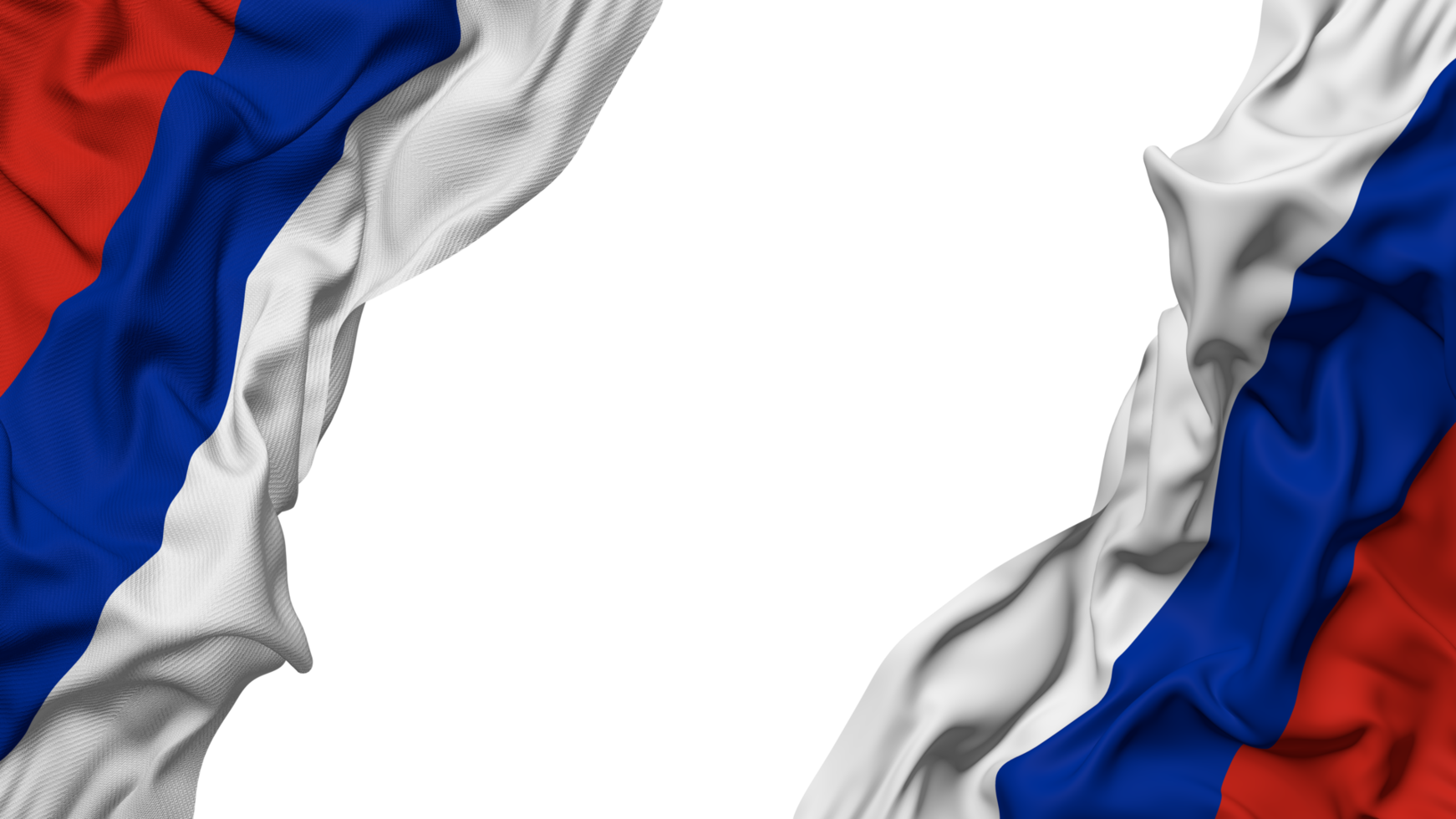 Rusland vlag kleding Golf banier in de hoek met buil en duidelijk textuur, geïsoleerd, 3d renderen png