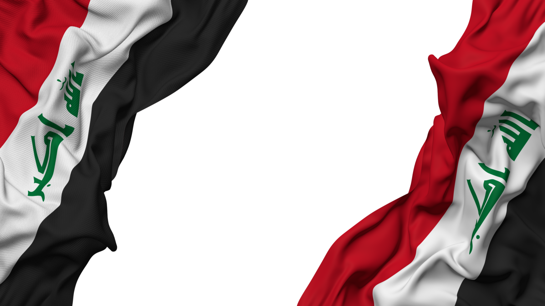 Irak Flagge Stoff Welle Banner im das Ecke mit stoßen und einfach Textur, isoliert, 3d Rendern png