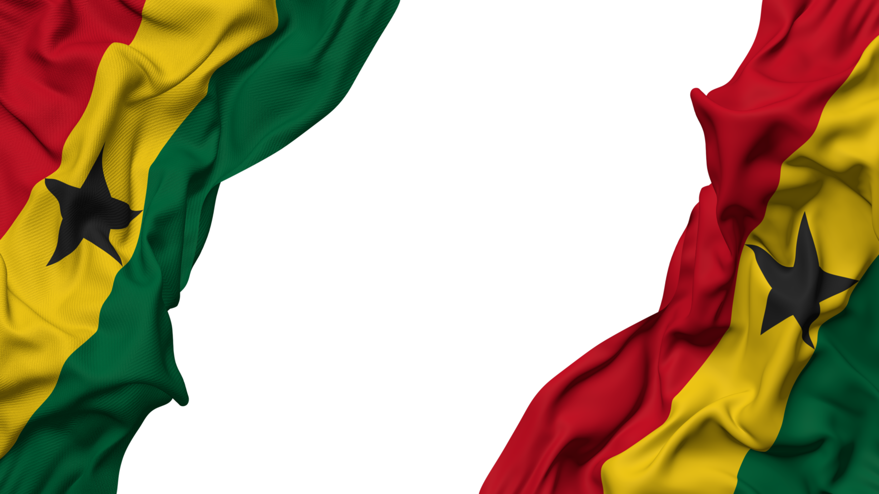 Ghana vlag kleding Golf banier in de hoek met buil en duidelijk textuur, geïsoleerd, 3d renderen png