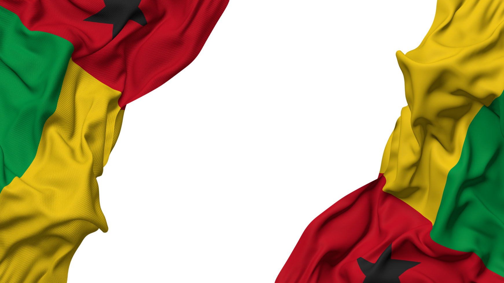 Guinea Bissau Flag Cloth Wave Banner in the Corner with Bump and Plain Texture, Isolated, 3D Rendering png