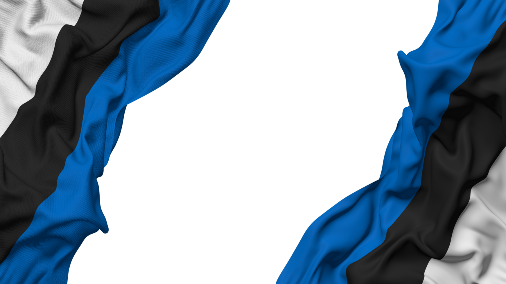Estonia Flag Cloth Wave Banner in the Corner with Bump and Plain Texture, Isolated, 3D Rendering png