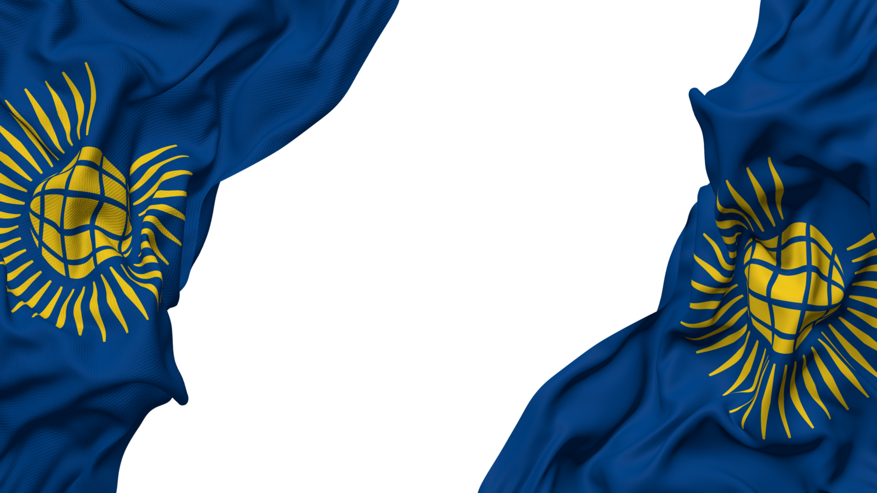 Commonwealth von Nationen Flagge Stoff Welle Banner im das Ecke mit stoßen und einfach Textur, isoliert, 3d Rendern png