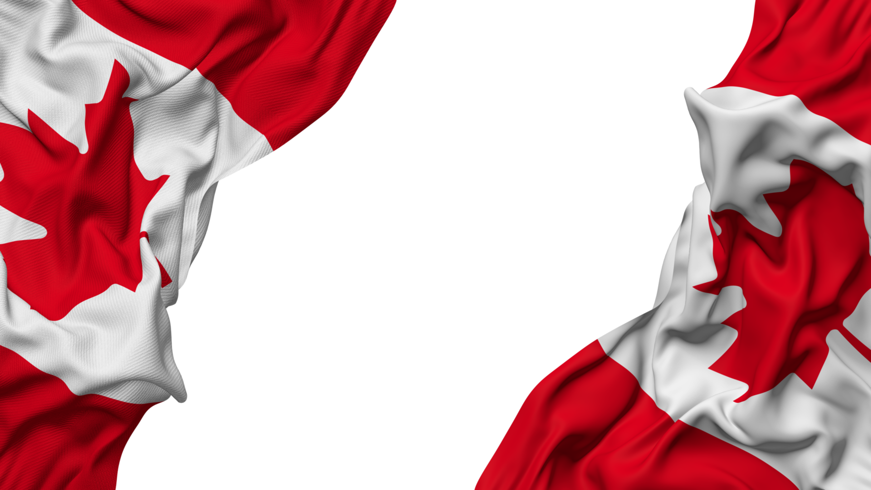 Canada Flag Cloth Wave Banner in the Corner with Bump and Plain Texture, Isolated, 3D Rendering png