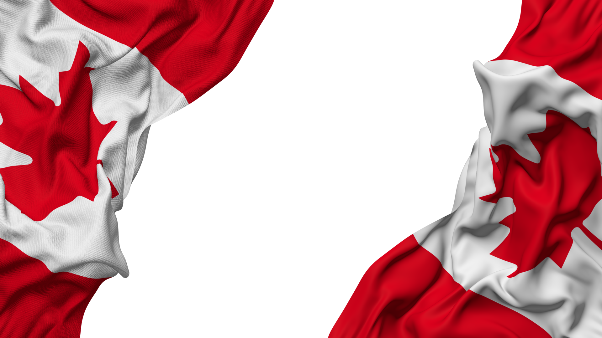 Canada Flag Cloth Wave Banner in the Corner with Bump and Plain Texture