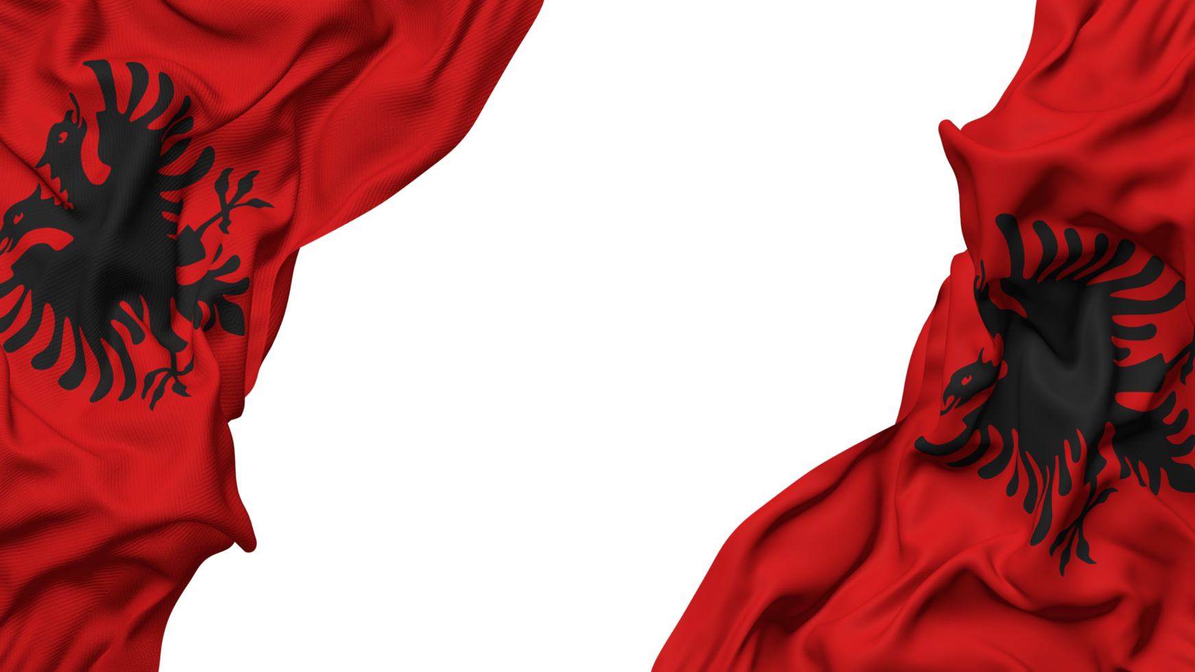 Albania Flag Cloth Wave Banner in the Corner with Bump and Plain Texture, Isolated, 3D Rendering png