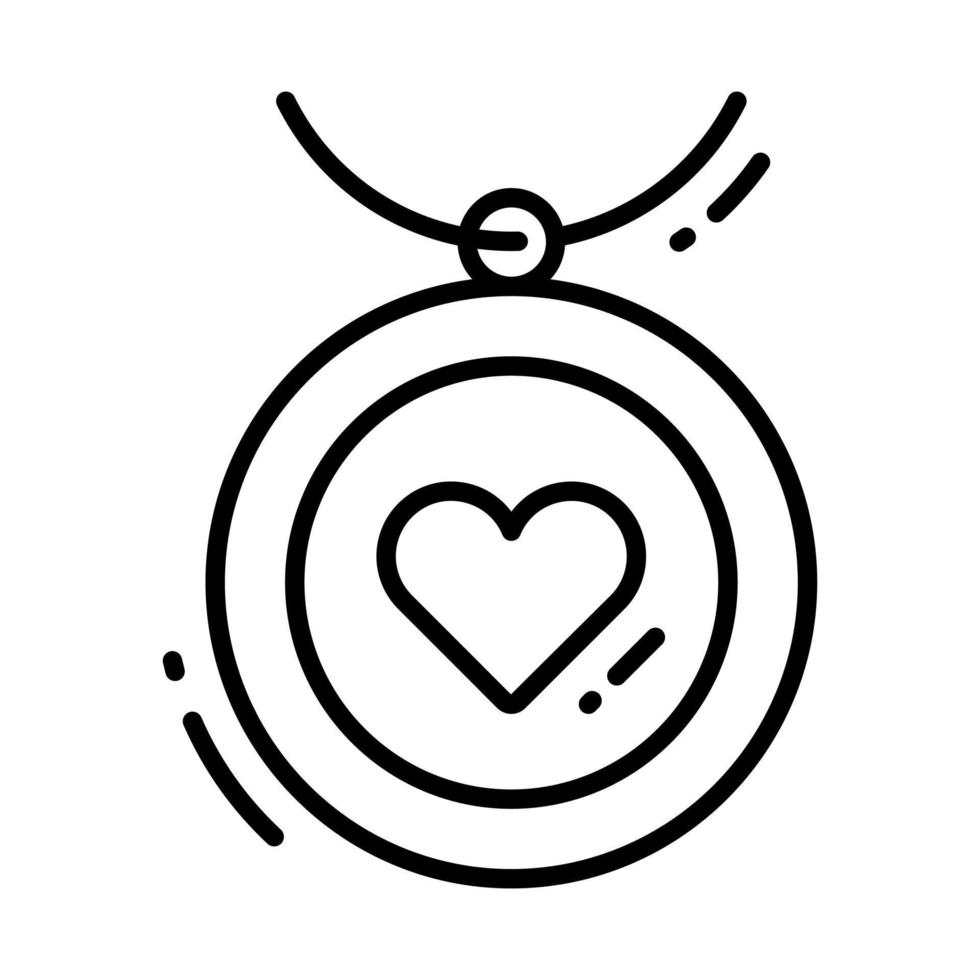 Heart pendant icon in modern style, heart necklace vector