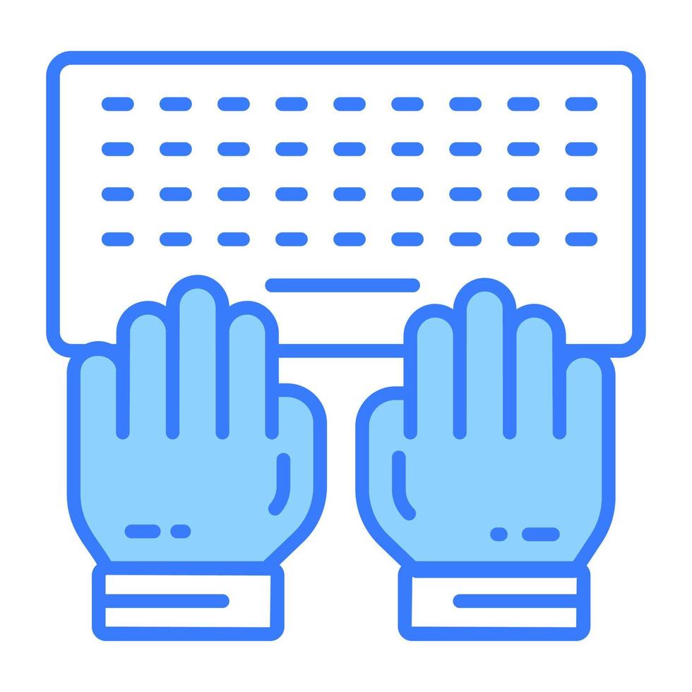 Hands on keyboard concept of typing vector, unique icon vector