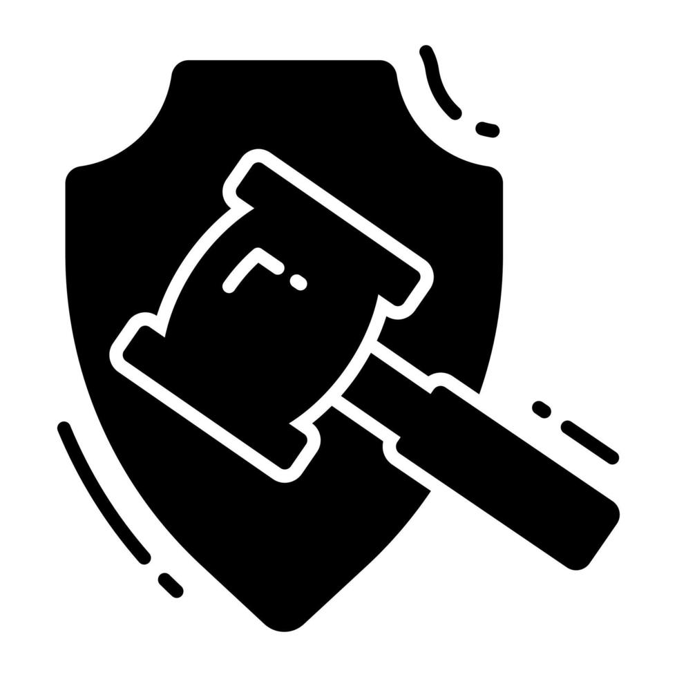 Law hammer with protection shield vector design of protection law