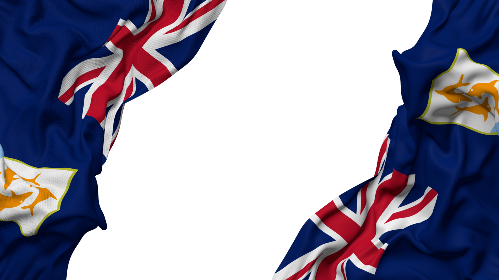 Anguilla Flag Cloth Wave Banner in the Corner with Bump and Plain Texture, Isolated, 3D Rendering png