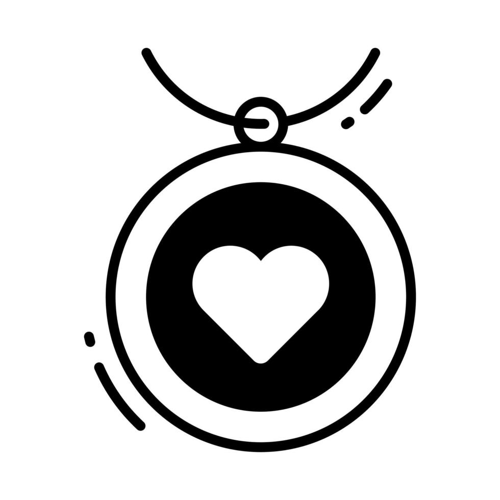 Heart pendant icon in modern style, heart necklace vector