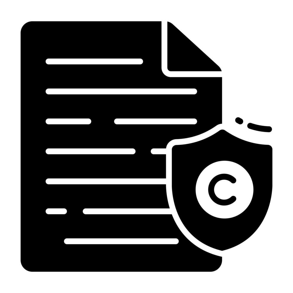 Document page with copyright shield, vector design of copyright content