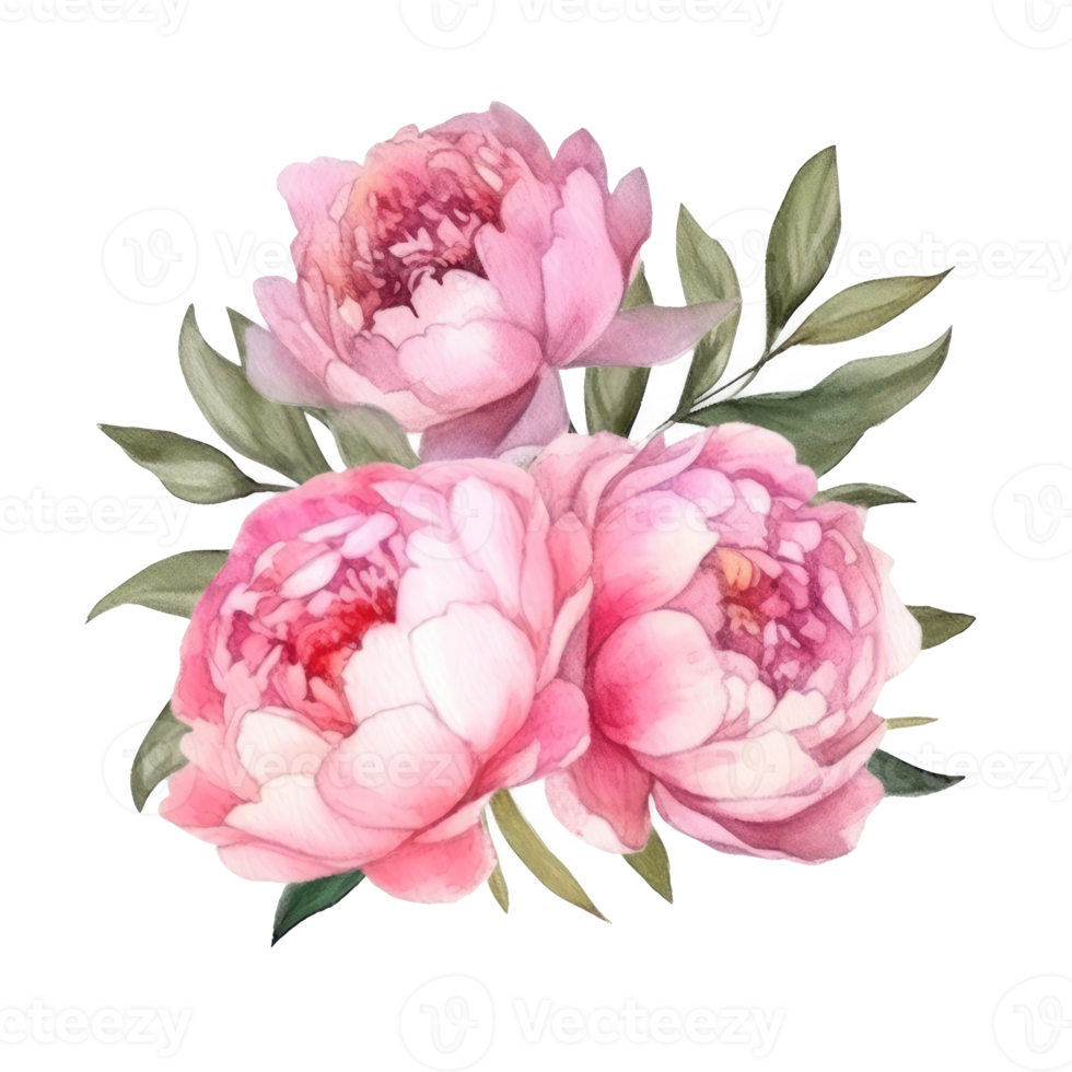 Peony watercolor flower. png