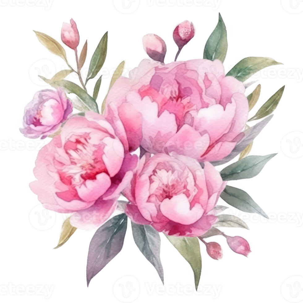 Peony watercolor flower. png