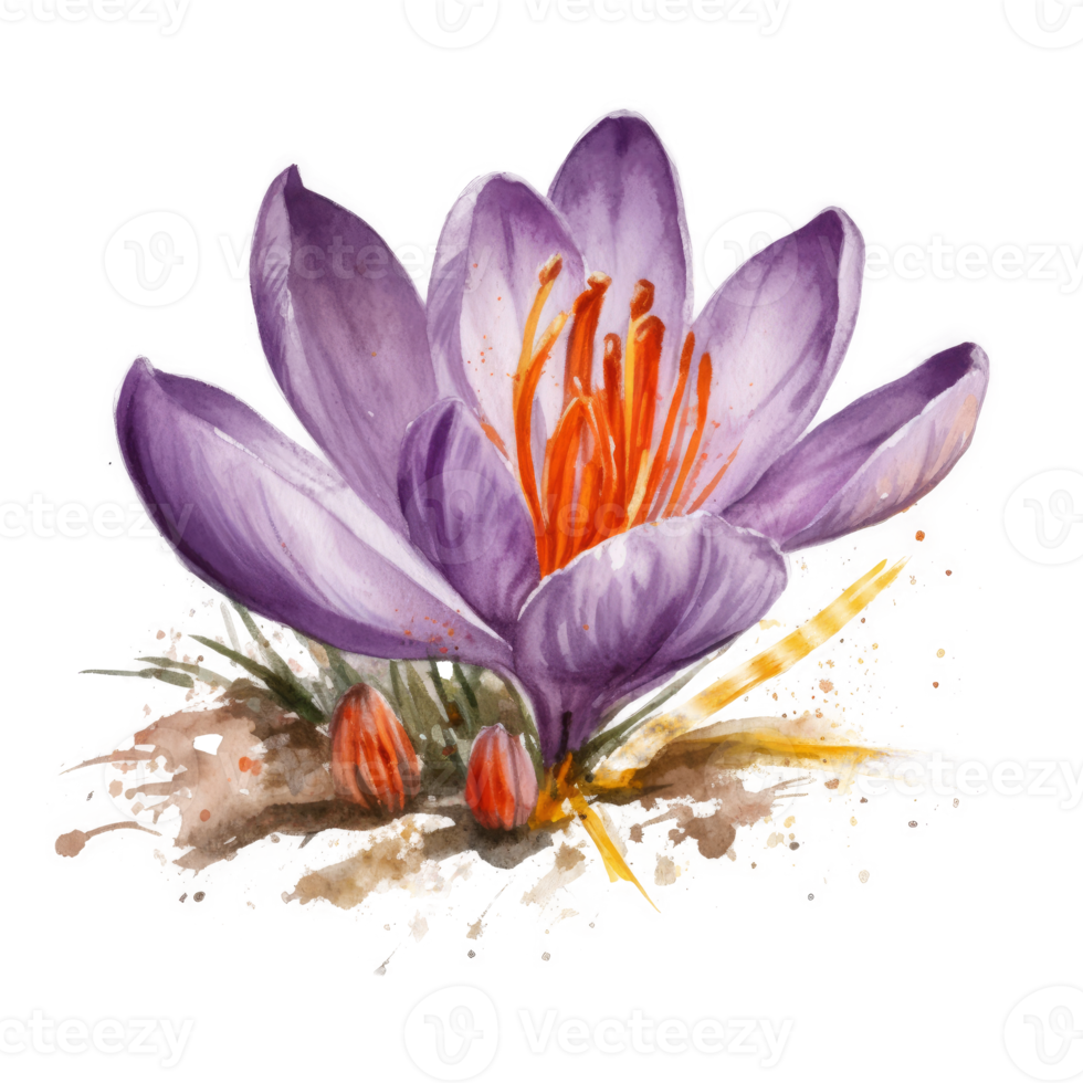 Saffron flower watercolor. png
