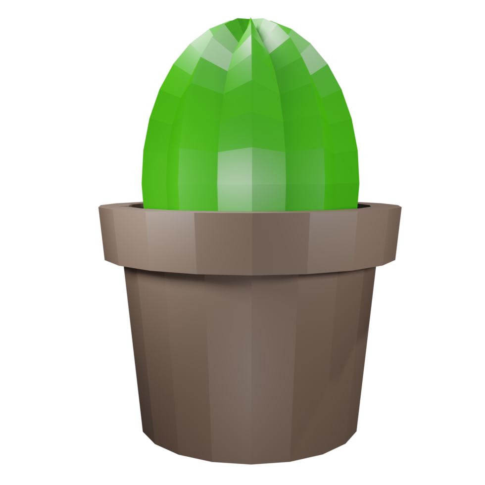 3D Cactus Illustration with Low Poly Style png