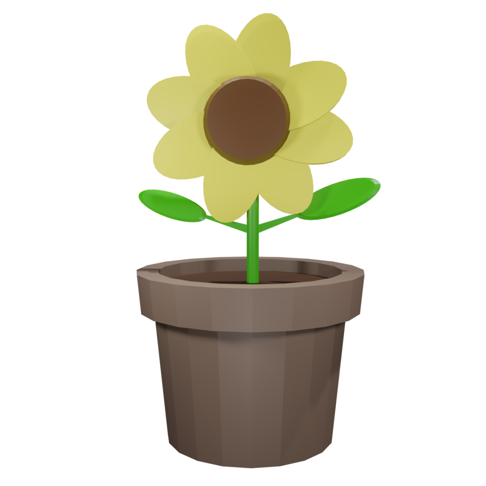 3D Flower Illustration with Low Poly Style png