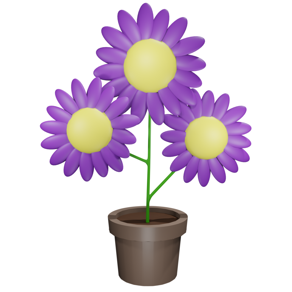 3D Flower Illustration with Low Poly Style png