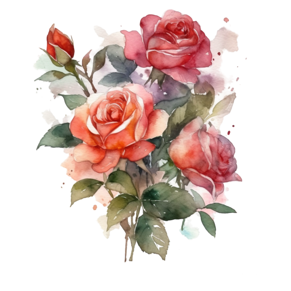 bouquet of watercolor roses, 22998689 PNG