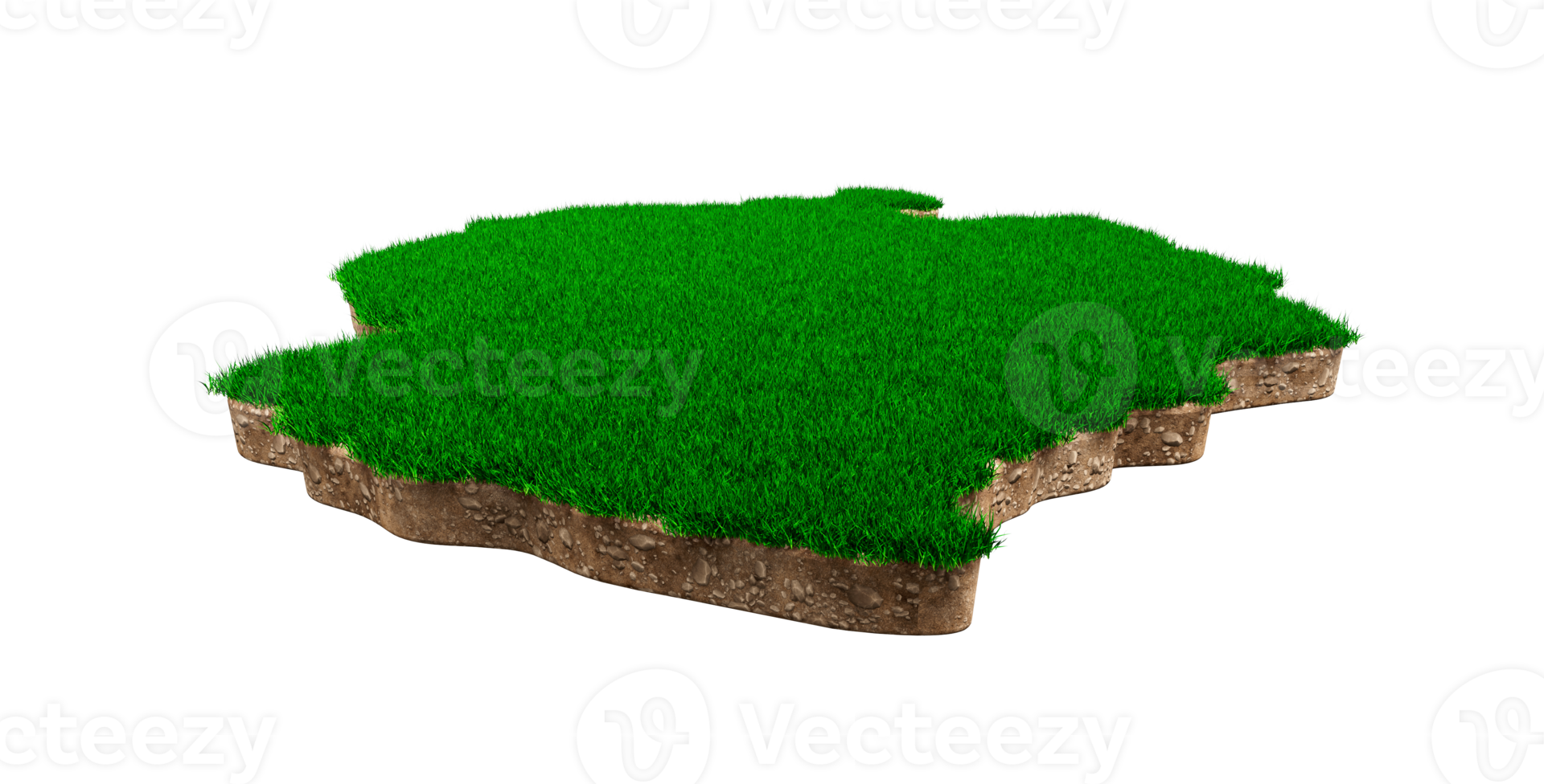 Tanzania Map soil land geology cross section with green grass and Rock ground texture 3d illustration png