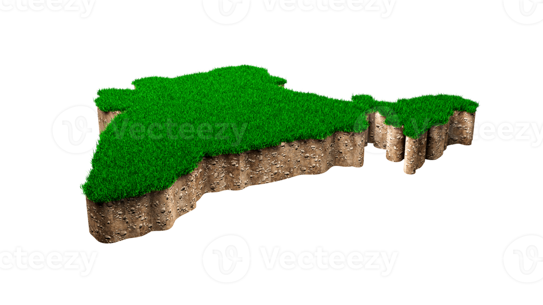 India map soil land geology cross section with green grass 3d illustration png